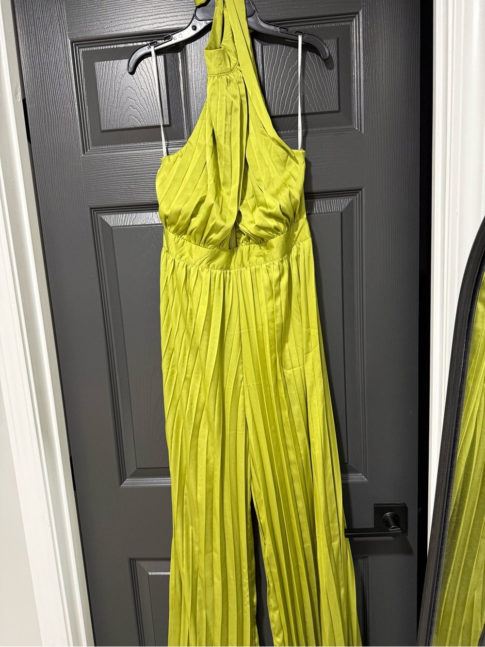 Lulu's Lime Halter Pleated Jumpsuit